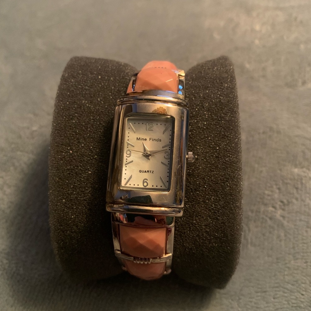 Mine Finds Quartz Watch with Australian pink Opal band
